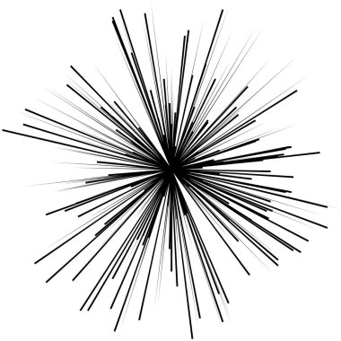 Radyal, yayılan dinamik ışınlar, ışınlama hatları. Yıldız patlaması, güneş patlaması elementi. Parlatıcı, ışıltı efekti. Parıltı, parıltı, parıltı, parıltı tasarımı