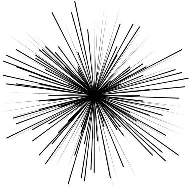 Radyal, yayılan dinamik ışınlar, ışınlama hatları. Yıldız patlaması, güneş patlaması elementi. Parlatıcı, ışıltı efekti. Parıltı, parıltı, parıltı, parıltı tasarımı