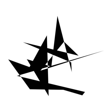 Sivri uçlu, yırtık, kırık, kıymık şeklinde, tasarım elementi. Rastgele geometrik, açısal soyut sanat