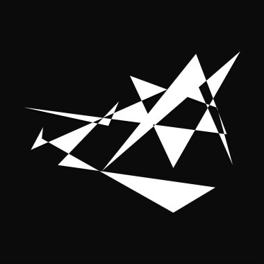 Sivri uçlu, yırtık, kırık, kıymık şeklinde, tasarım elementi. Rastgele geometrik, açısal soyut sanat