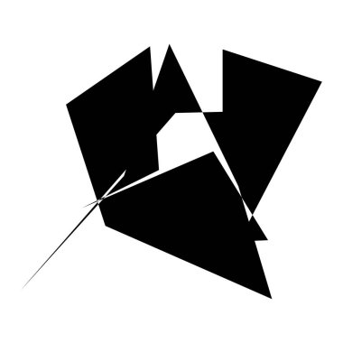 Sivri uçlu, yırtık, kırık, kıymık şeklinde, tasarım elementi. Rastgele geometrik, açısal soyut sanat