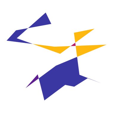 Sivri uçlu, yırtık, kırık, kıymık şeklinde, tasarım elementi. Rastgele geometrik, açısal soyut sanat