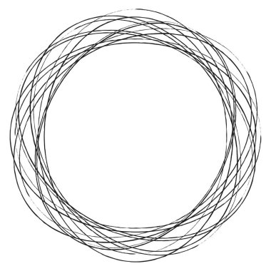 Çizim, karalama, yarım yamalak çirkin çizgiler daireler çiziyor. El çizimi kalem, kalem çizimi daireler stok vektör çizimi, klip- sanat grafikleri.