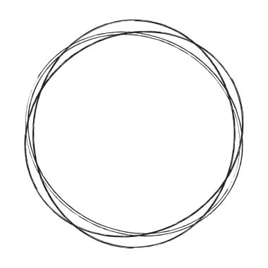 Çizim, karalama, yarım yamalak çirkin çizgiler daireler çiziyor. El çizimi kalem, kalem çizimi daireler stok vektör çizimi, klip- sanat grafikleri.