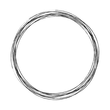 Çizim, karalama, yarım yamalak çirkin çizgiler daireler çiziyor. El çizimi kalem, kalem çizimi daireler stok vektör çizimi, klip- sanat grafikleri.