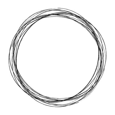 Çizim, karalama, yarım yamalak çirkin çizgiler daireler çiziyor. El çizimi kalem, kalem çizimi daireler stok vektör çizimi, klip- sanat grafikleri.