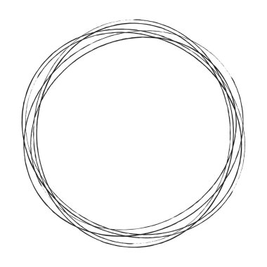 Çizim, karalama, yarım yamalak çirkin çizgiler daireler çiziyor. El çizimi kalem, kalem çizimi daireler stok vektör çizimi, klip- sanat grafikleri.