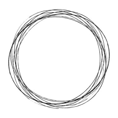 Çizim, karalama, yarım yamalak çirkin çizgiler daireler çiziyor. El çizimi kalem, kalem çizimi daireler stok vektör çizimi, klip- sanat grafikleri.