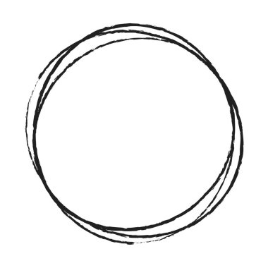 Çizim, karalama, yarım yamalak çirkin çizgiler daireler çiziyor. El çizimi grunge kalem, kalem çizimi daireler