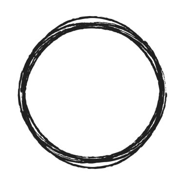 Çizim, karalama, yarım yamalak çirkin çizgiler daireler çiziyor. El çizimi grunge kalem, kalem çizimi daireler