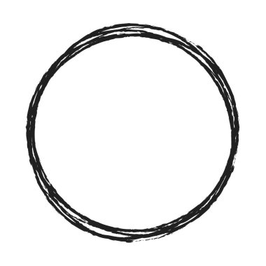 Çizim, karalama, yarım yamalak çirkin çizgiler daireler çiziyor. El çizimi grunge kalem, kalem çizimi daireler