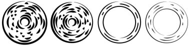 Dairesel, yoğunlaştırılmış çemberler, halkalar. Soyut geometrik çember. Döndür, döndür, döndür. Rastgele döndürme çemberleri - stok vektör illüstrasyonu, kırpma sanatı grafikleri