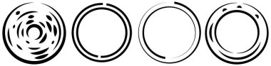 Dairesel, yoğunlaştırılmış çemberler, halkalar. Soyut geometrik çember. Döndür, döndür, döndür. Rastgele döndürme çemberleri - stok vektör illüstrasyonu, kırpma sanatı grafikleri