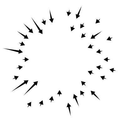 Oklar içeri bakıyor. Radikal, yayılan oklar, noktalar