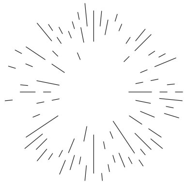 Radikal, yayılan çizgiler. Parılda, parılda, parılda ve ışılda. Yıldız patlaması, güneş patlaması, emisyon tasarımı element vektör çizimi, klip- sanat grafikleri.