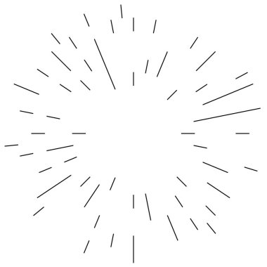 Radikal, yayılan çizgiler. Parılda, parılda, parılda ve ışılda. Yıldız patlaması, güneş patlaması, emisyon tasarımı element vektör çizimi, klip- sanat grafikleri.