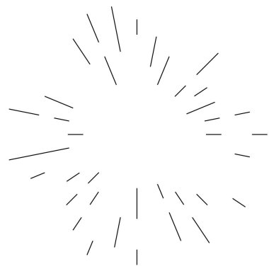 Radikal, yayılan çizgiler. Parılda, parılda, parılda ve ışılda. Yıldız patlaması, güneş patlaması, emisyon tasarımı element vektör çizimi, klip- sanat grafikleri.