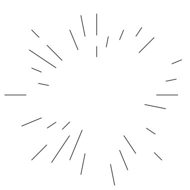 Radikal, yayılan çizgiler. Parılda, parılda, parılda ve ışılda. Yıldız patlaması, güneş patlaması, emisyon tasarımı element vektör çizimi, klip- sanat grafikleri.