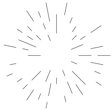 Radikal, yayılan çizgiler. Parılda, parılda, parılda ve ışılda. Yıldız patlaması, güneş patlaması, emisyon tasarımı element vektör çizimi, klip- sanat grafikleri.