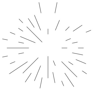 Radikal, yayılan çizgiler. Parılda, parılda, parılda ve ışılda. Yıldız patlaması, güneş patlaması, emisyon tasarımı element vektör çizimi, klip- sanat grafikleri.