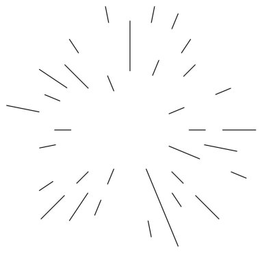 Radikal, yayılan çizgiler. Parılda, parılda, parılda ve ışılda. Yıldız patlaması, güneş patlaması, emisyon tasarımı element vektör çizimi, klip- sanat grafikleri.