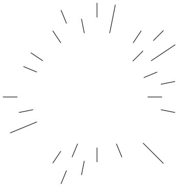 Radikal, yayılan çizgiler. Parılda, parılda, parılda ve ışılda. Yıldız patlaması, güneş patlaması, emisyon tasarımı element vektör çizimi, klip- sanat grafikleri.
