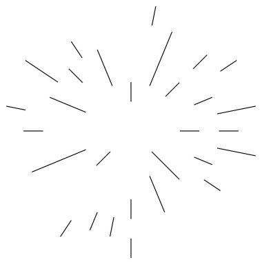 Radikal, yayılan çizgiler. Parılda, parılda, parılda ve ışılda. Yıldız patlaması, güneş patlaması, emisyon tasarımı element vektör çizimi, klip- sanat grafikleri.