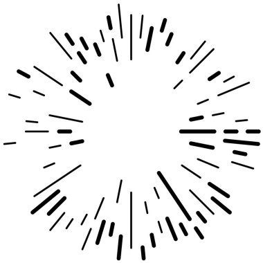 Radikal, yayılan çizgiler. Parılda, parılda, parılda ve ışılda. Yıldız patlaması, güneş patlaması, emisyon tasarımı element vektör çizimi, klip- sanat grafikleri.