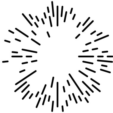 Radikal, yayılan çizgiler. Parılda, parılda, parılda ve ışılda. Yıldız patlaması, güneş patlaması, emisyon tasarımı element vektör çizimi, klip- sanat grafikleri.