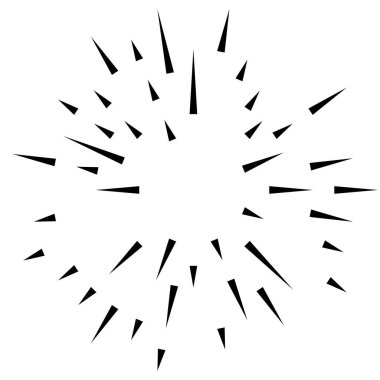 Radikal, yayılan çizgiler. Parılda, parılda, parılda ve ışılda. Yıldız patlaması, güneş patlaması, emisyon tasarımı element vektör çizimi, klip- sanat grafikleri.