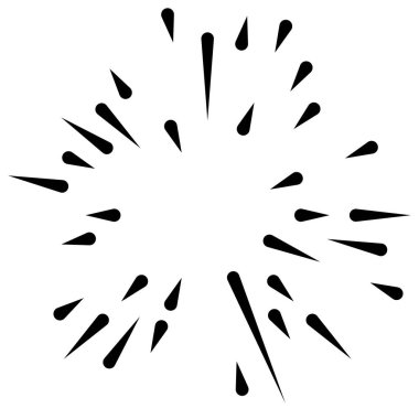 Radikal, yayılan çizgiler. Parılda, parılda, parılda ve ışılda. Yıldız patlaması, güneş patlaması, emisyon tasarımı element vektör çizimi, klip- sanat grafikleri.