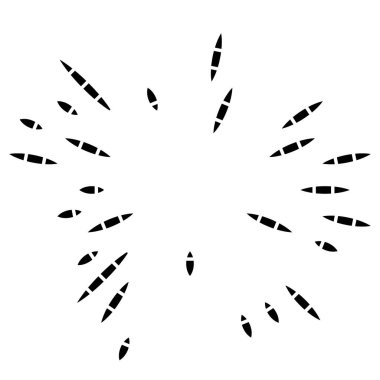 Radikal, yayılan çizgiler. Parılda, parılda, parılda ve ışılda. Yıldız patlaması, güneş patlaması, emisyon tasarımı element vektör çizimi, klip- sanat grafikleri.