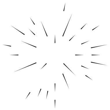 Radikal, yayılan çizgiler. Parılda, parılda, parılda ve ışılda. Yıldız patlaması, güneş patlaması, emisyon tasarımı element vektör çizimi, klip- sanat grafikleri.