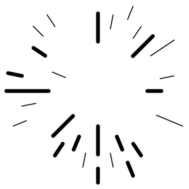 Radikal, yayılan çizgiler. Parılda, parılda, parılda ve ışılda. Yıldız patlaması, güneş patlaması, emisyon tasarımı element vektör çizimi, klip- sanat grafikleri.