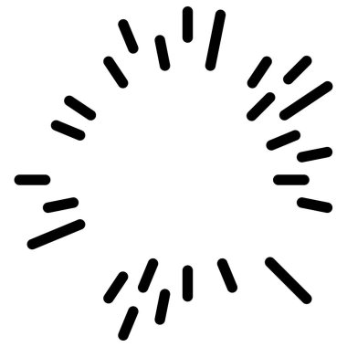 Radikal, yayılan çizgiler. Parılda, parılda, parılda ve ışılda. Yıldız patlaması, güneş patlaması, emisyon tasarımı element vektör çizimi, klip- sanat grafikleri.