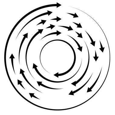 Renkli dairesel, oklu eşmerkezli çemberler. Radikal, yayılan ok çizgileri. Girdaplar, girdaplar, girdaplar, girdaplar, girdaplar, girdaplar ve girdaplar..