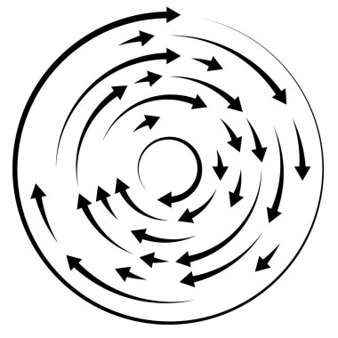 Renkli dairesel, oklu eşmerkezli çemberler. Radikal, yayılan ok çizgileri. Girdaplar, girdaplar, girdaplar, girdaplar, girdaplar, girdaplar ve girdaplar..