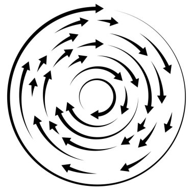 Renkli dairesel, oklu eşmerkezli çemberler. Radikal, yayılan ok çizgileri. Girdaplar, girdaplar, girdaplar, girdaplar, girdaplar, girdaplar ve girdaplar..