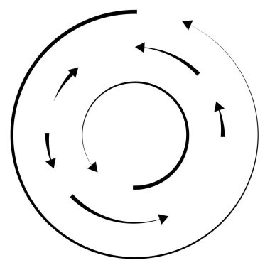Dairesel, okları ters yönde daire içine al.