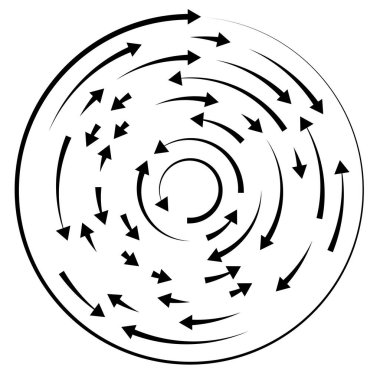 Dairesel, okları ters yönde daire içine al.