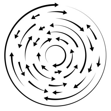 Dairesel, okları ters yönde daire içine al.