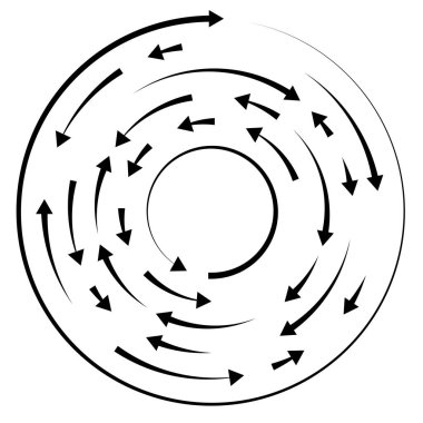Dairesel, okları ters yönde daire içine al.