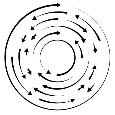 Dairesel, okları ters yönde daire içine al.