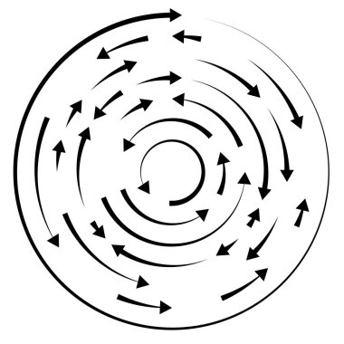 Dairesel, okları ters yönde daire içine al.