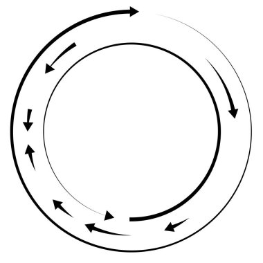 Dairesel, okları ters yönde daire içine al.