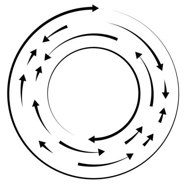 Dairesel, okları ters yönde daire içine al.