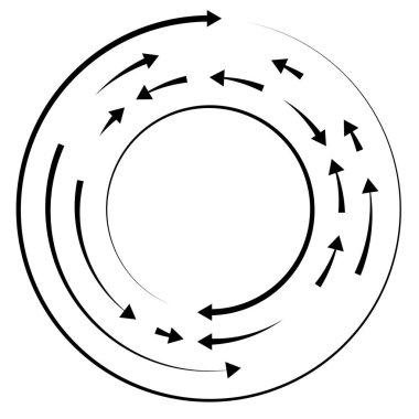 Dairesel, okları ters yönde daire içine al.
