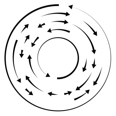 Dairesel, okları ters yönde daire içine al.