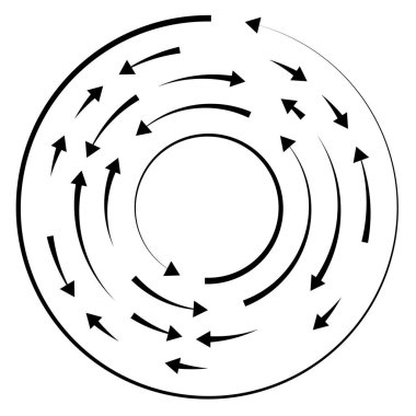 Dairesel, okları ters yönde daire içine al.