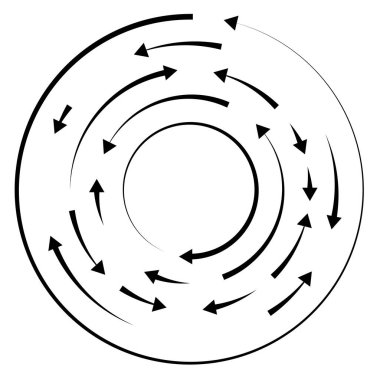 Dairesel, okları ters yönde daire içine al.